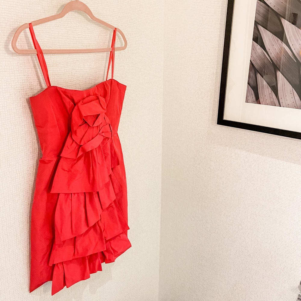 BCBG MaxAzria Pink Ruffle Formal Strapless Dress - Picture 2 of 8